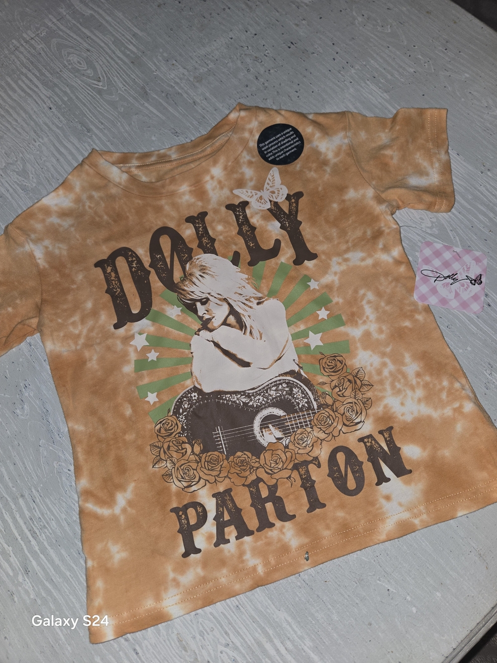 Girls Sz 4/5 Orange Tie-Dye Dolly Parton Graphic Tee New